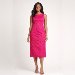 Jones Studio Vibrant Pink Textured Midi Dress